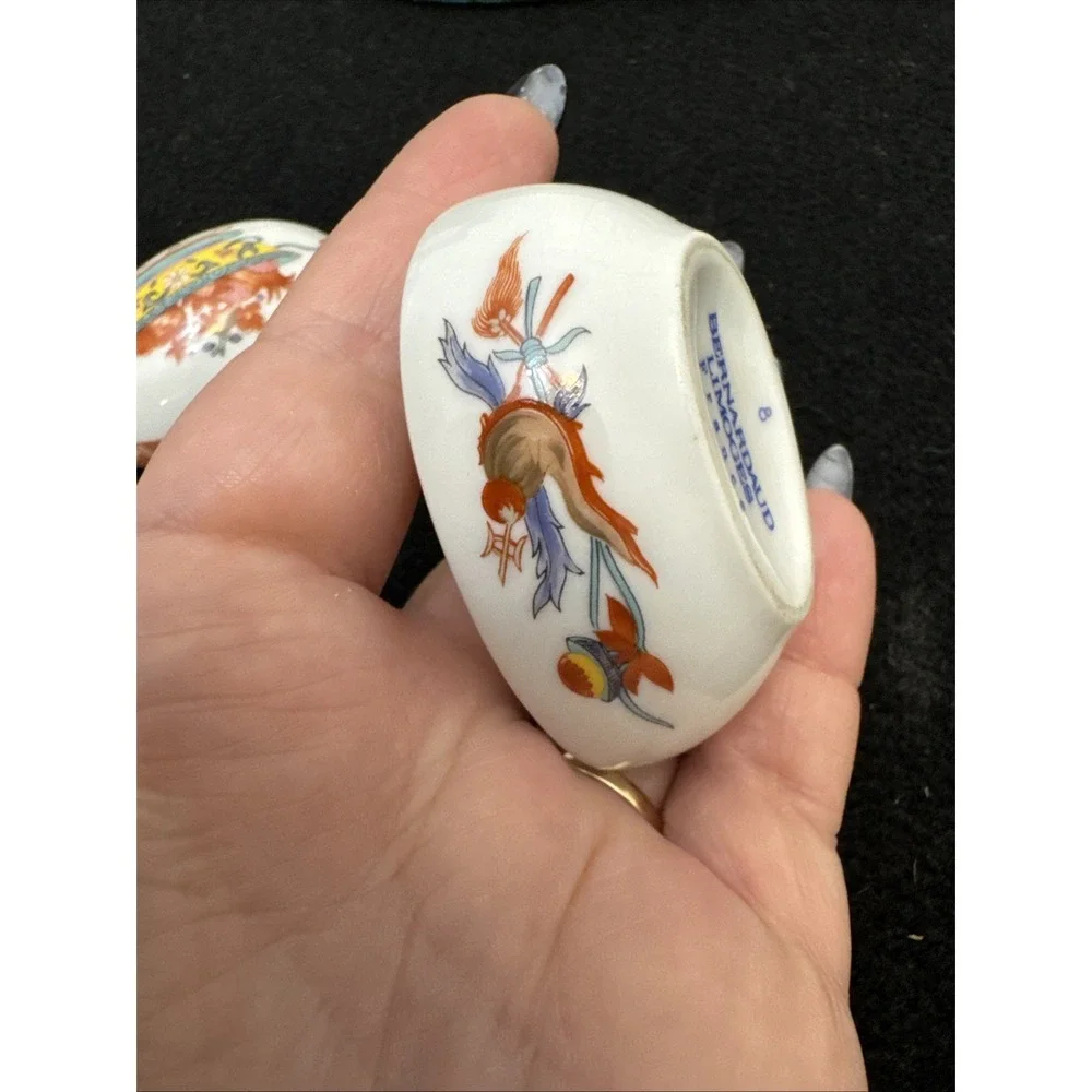Vintage Bernardaud Limoges France Egg Trinket Box #8 Fou Tcheou Porcelain